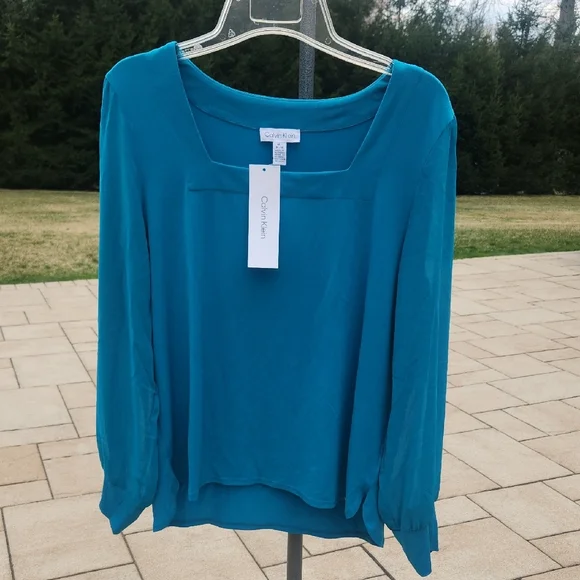 Calvin Klein Teal Blouse - Picture 14 of 16
